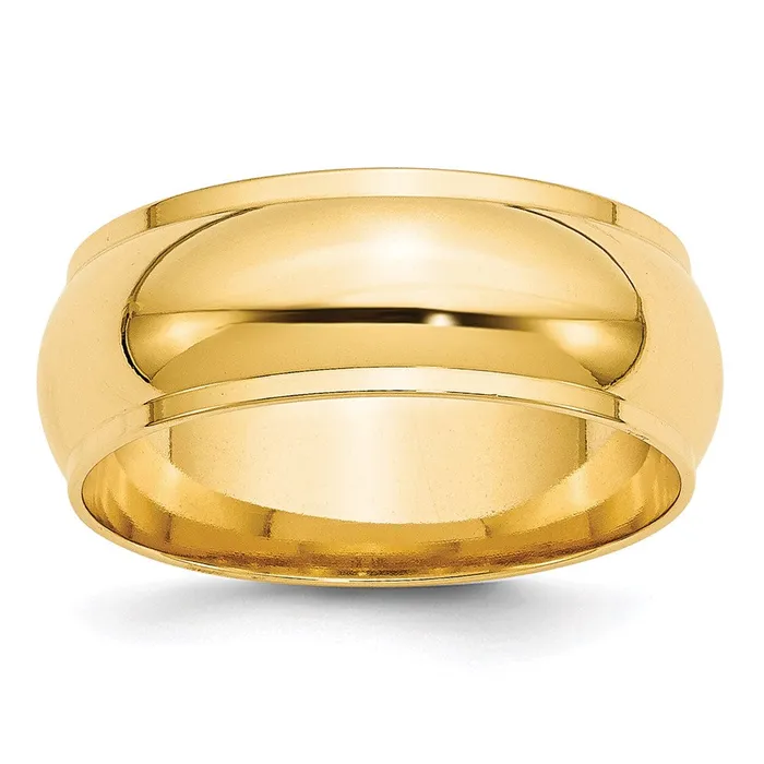 Rings Goldia Solid 10K Yellow Gold 8mm Half Round with Edge MensWomens Wedding Band Ring Size 85