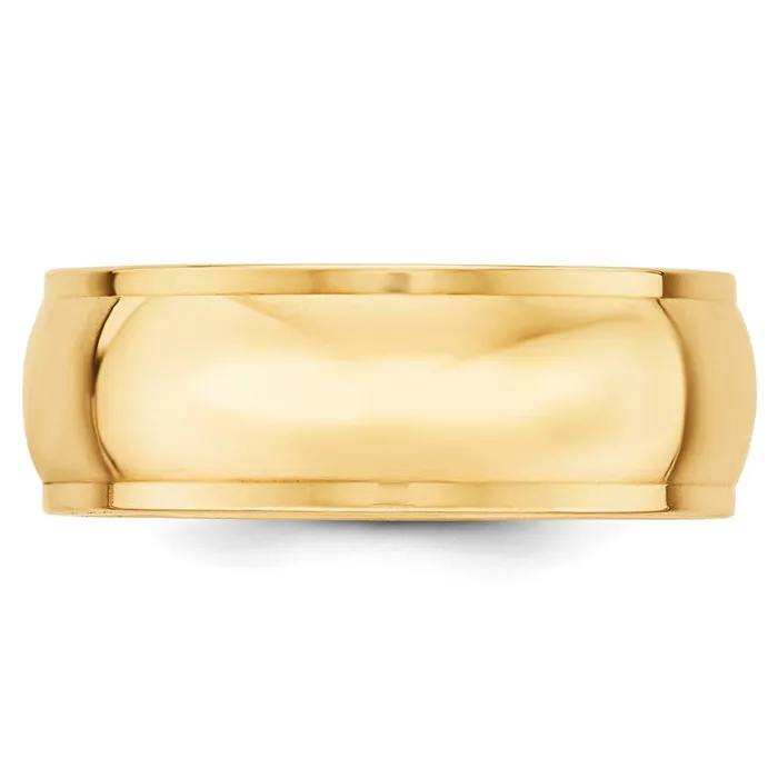 Rings Goldia Solid 10K Yellow Gold 8mm Half Round with Edge MensWomens Wedding Band Ring Size 85