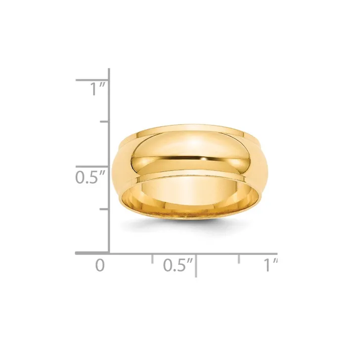 Rings Goldia Solid 10K Yellow Gold 8mm Half Round with Edge MensWomens Wedding Band Ring Size 85