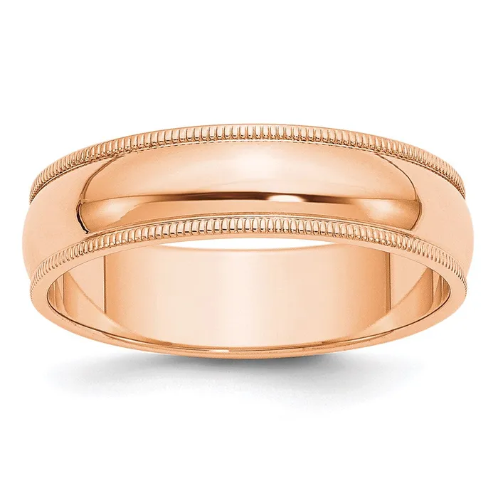 Rings Goldia Solid 10K Yellow Gold Rose Gold 6mm Milgrain Half Round MensWomens Wedding Band Ring Size 125
