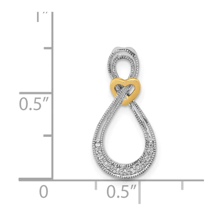 Rings Goldia Solid 14k Twotone 120ct Simulated CZ Infinity wHeart Chain Slide