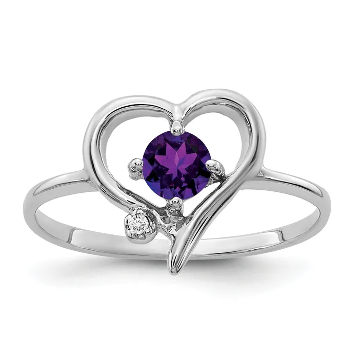 Rings Goldia Solid 14k White Gold 4mm Simulated Amethyst AA CZ Ring