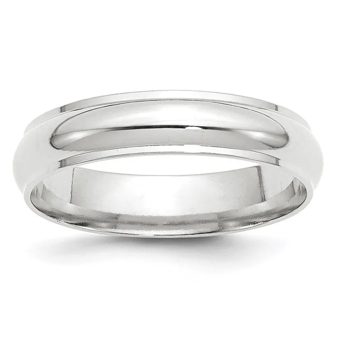 Rings Goldia Solid 14K White Gold 5mm Half Round with Edge MensWomens Wedding Band Ring Size 9