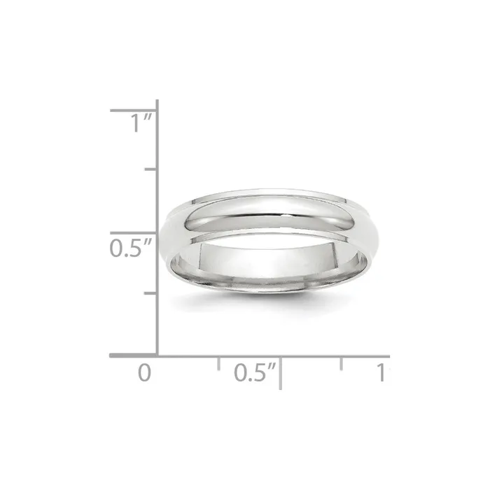 Rings Goldia Solid 14K White Gold 5mm Half Round with Edge MensWomens Wedding Band Ring Size 9