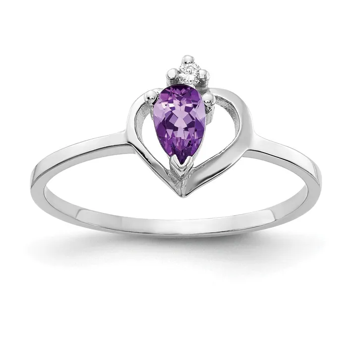 Rings Goldia Solid 14k White Gold 5x3mm Pear Simulated Amethyst A CZ Ring