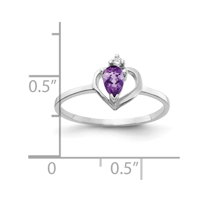 Rings Goldia Solid 14k White Gold 5x3mm Pear Simulated Amethyst A CZ Ring