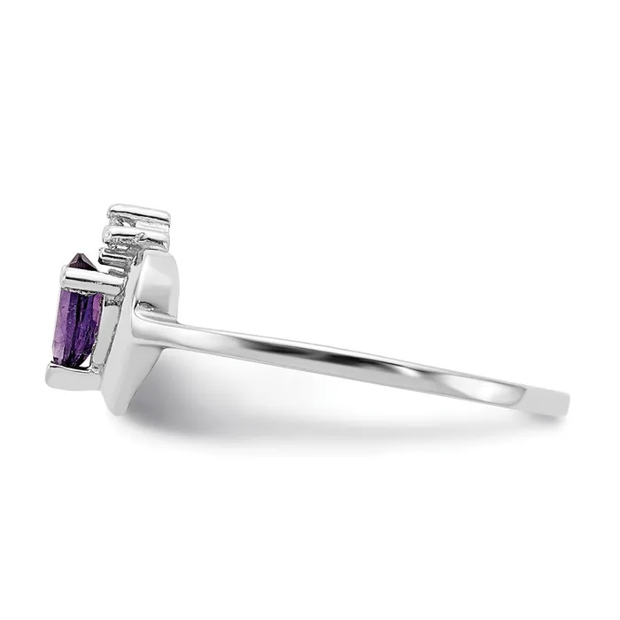 Rings Goldia Solid 14k White Gold 5x3mm Pear Simulated Amethyst A CZ Ring