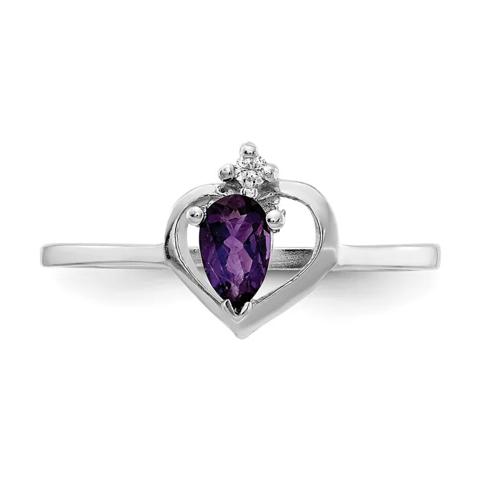 Rings Goldia Solid 14k White Gold 5x3mm Pear Simulated Amethyst A CZ Ring