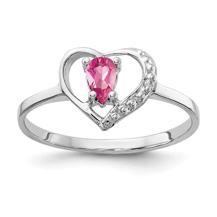 Rings Goldia Solid 14k White Gold 5x3mm Pear Simulated Pink Tourmaline AAA CZ Ring