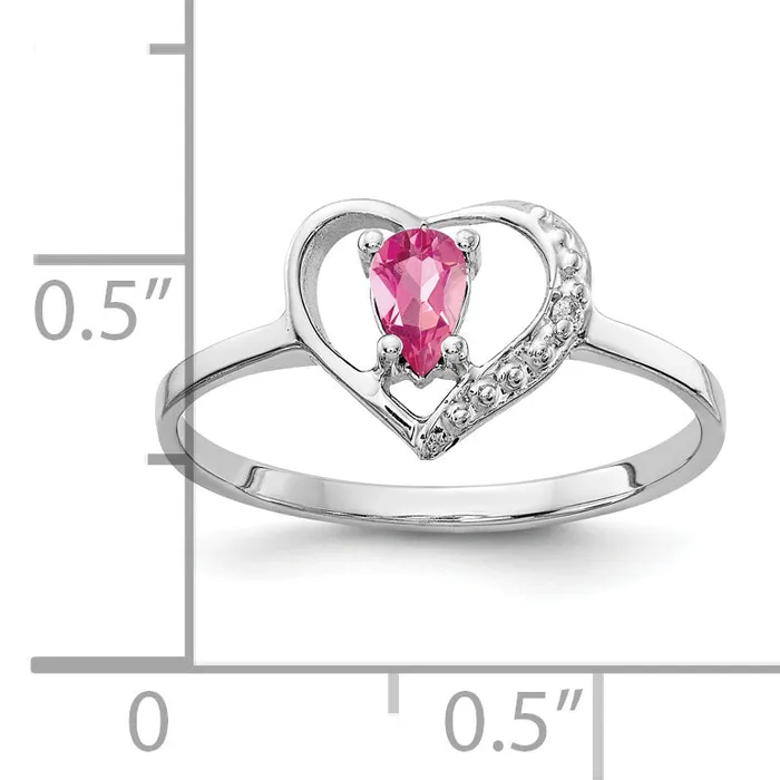 Rings Goldia Solid 14k White Gold 5x3mm Pear Simulated Pink Tourmaline AAA CZ Ring