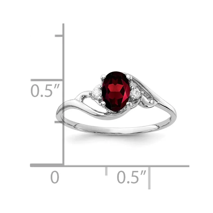 Rings Goldia Solid 14k White Gold 6x4mm Oval Simulated Garnet A CZ Ring