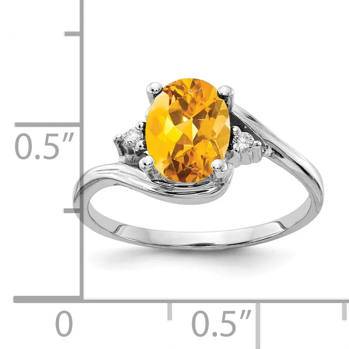 Rings Goldia Solid 14k White Gold 8x6mm Oval Simulated Citrine AAA CZ Ring