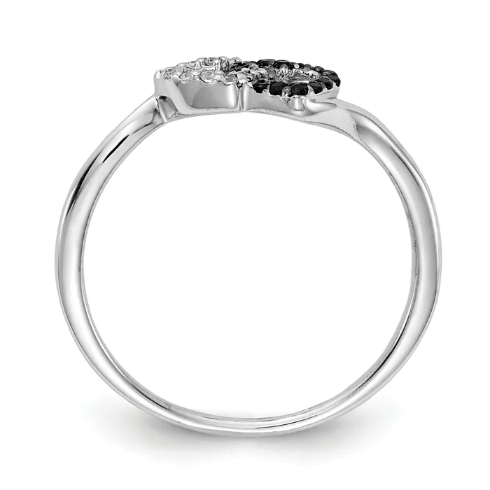 Rings Goldia Solid 14k White Gold BlacK and Simulated CZ Double Heart Ring