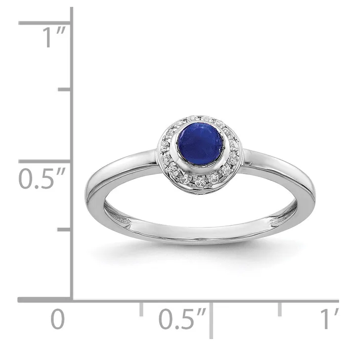 Rings Goldia Solid 14k White Gold Simulated CZ and Cabochon Sapphire Ring