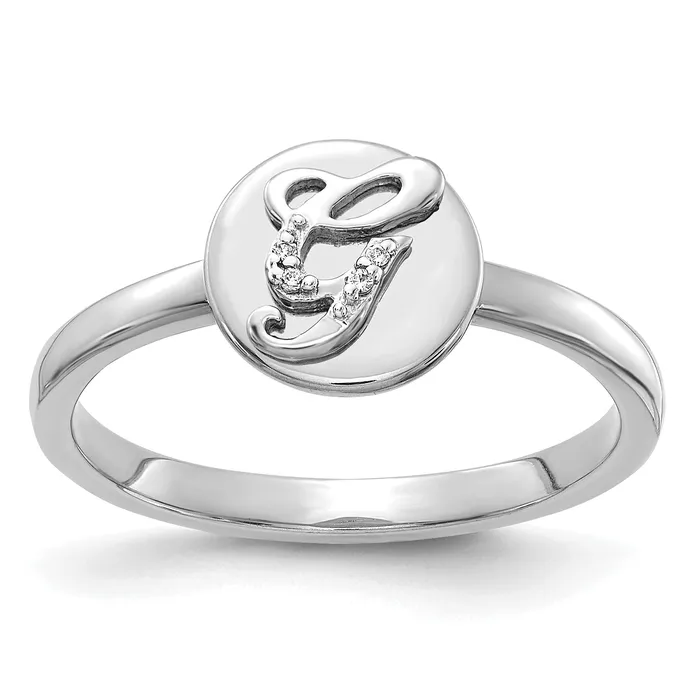 Rings Goldia Solid 14k White Gold Simulated CZ Initial G Ring