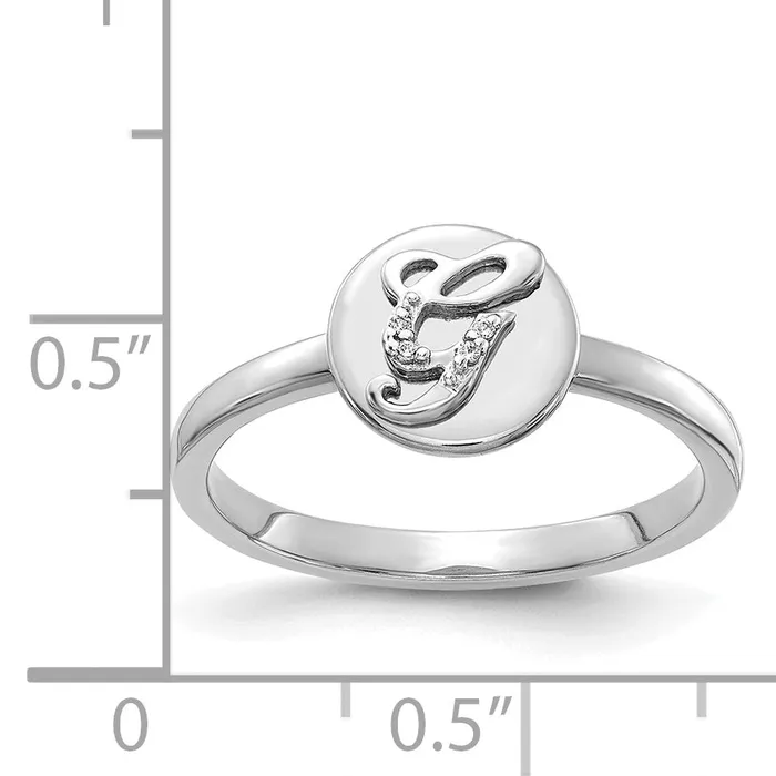 Rings Goldia Solid 14k White Gold Simulated CZ Initial G Ring