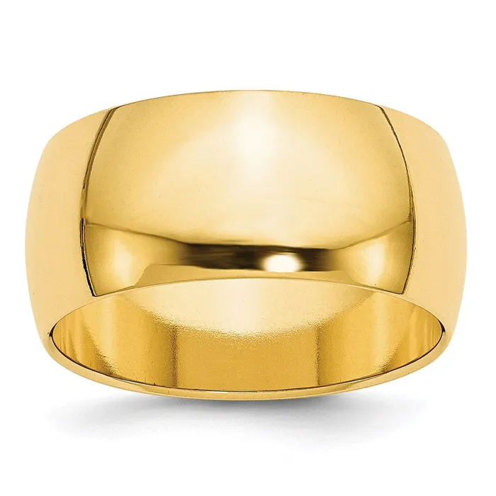 Rings Goldia Solid 14K Yellow Gold 10mm Half Round MensWomens Wedding Band Ring Size 95