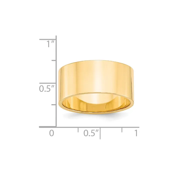 Rings Goldia Solid 14K Yellow Gold 10mm Light Weight Flat MensWomens Wedding Band Ring Size 13