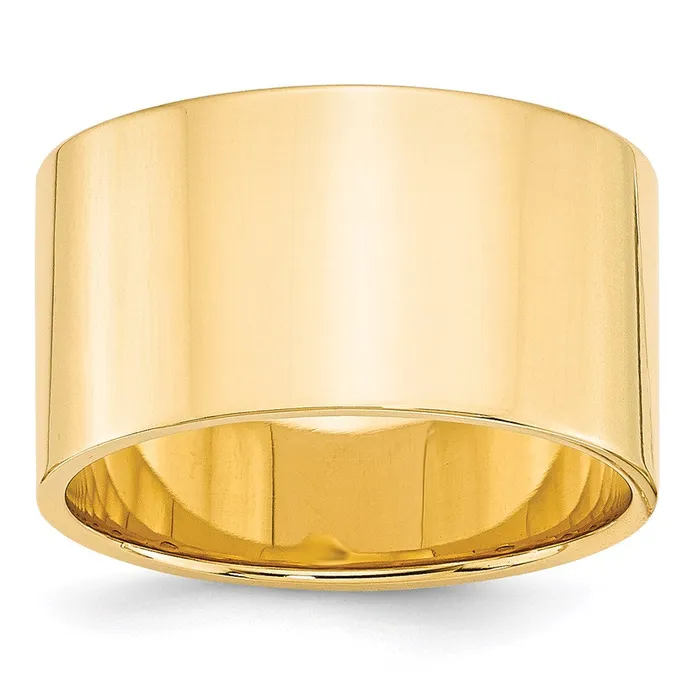 Rings Goldia Solid 14K Yellow Gold 12mm Light Weight Flat MensWomens Wedding Band Ring Size 7