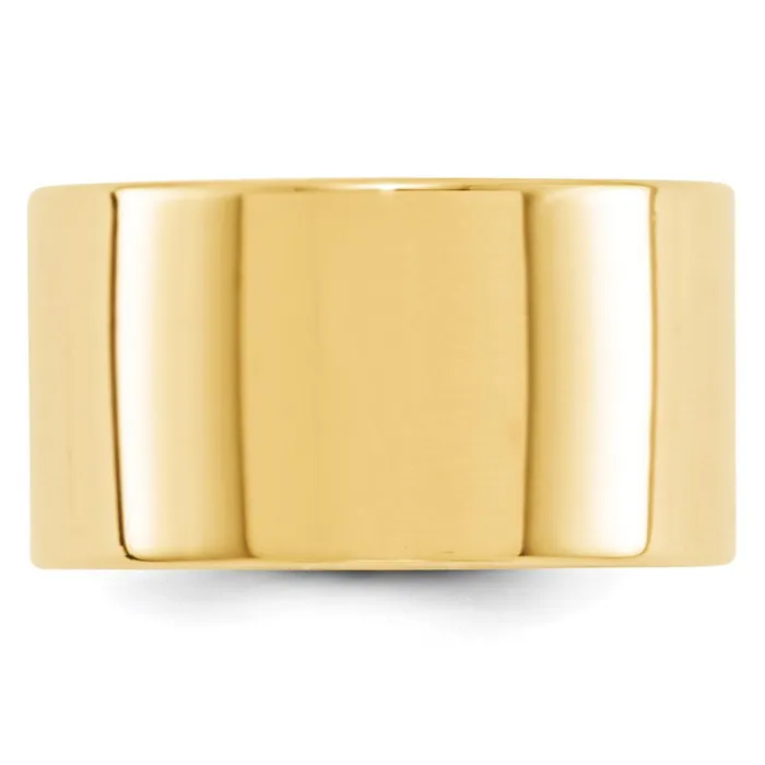 Rings Goldia Solid 14K Yellow Gold 12mm Light Weight Flat MensWomens Wedding Band Ring Size 7