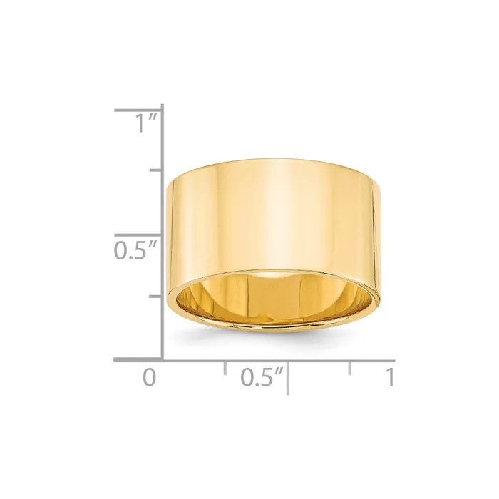 Rings Goldia Solid 14K Yellow Gold 12mm Light Weight Flat MensWomens Wedding Band Ring Size 7