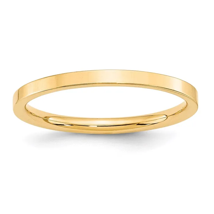Rings Goldia Solid 14K Yellow Gold 2mm Standard Flat Comfort Fit MensWomens Wedding Band Ring Size 45