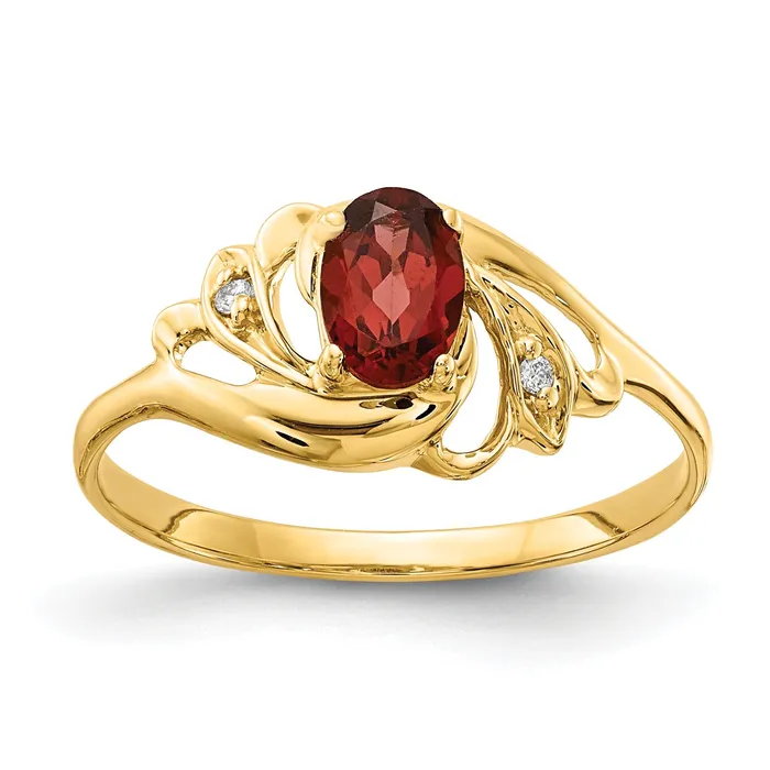 Rings Goldia Solid 14k Yellow Gold 6x4mm Oval Simulated Garnet AAA CZ Ring