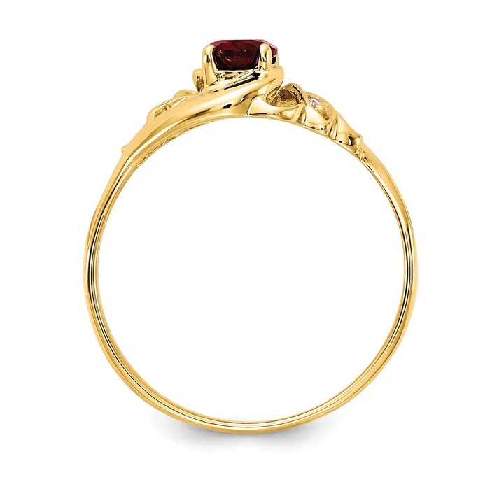 Rings Goldia Solid 14k Yellow Gold 6x4mm Oval Simulated Garnet AAA CZ Ring