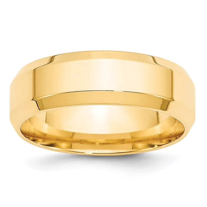 Rings Goldia Solid 14K Yellow Gold 7mm Bevel Edge Comfort Fit MensWomens Wedding Band Ring Size 75