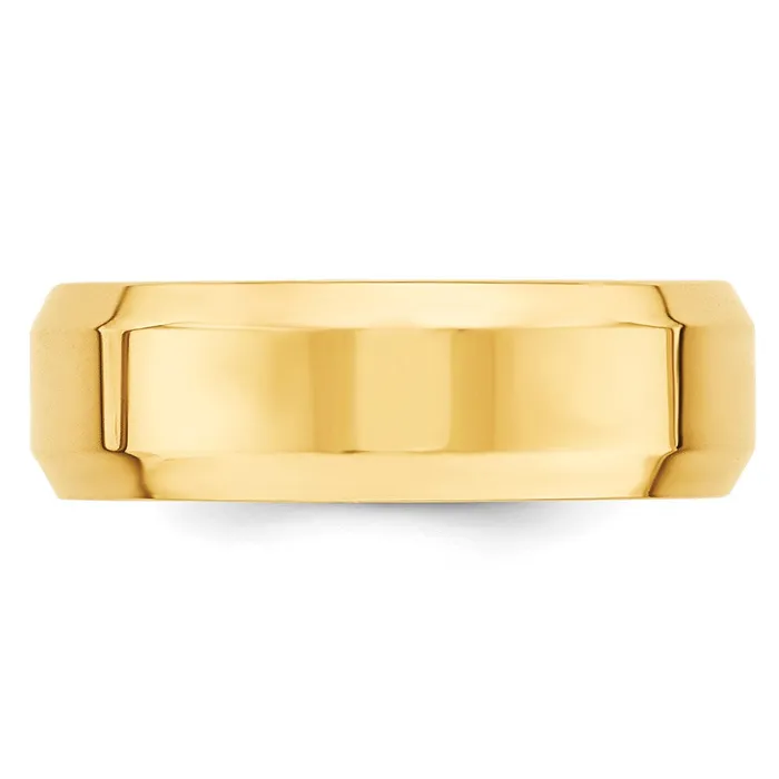 Rings Goldia Solid 14K Yellow Gold 7mm Bevel Edge Comfort Fit MensWomens Wedding Band Ring Size 75