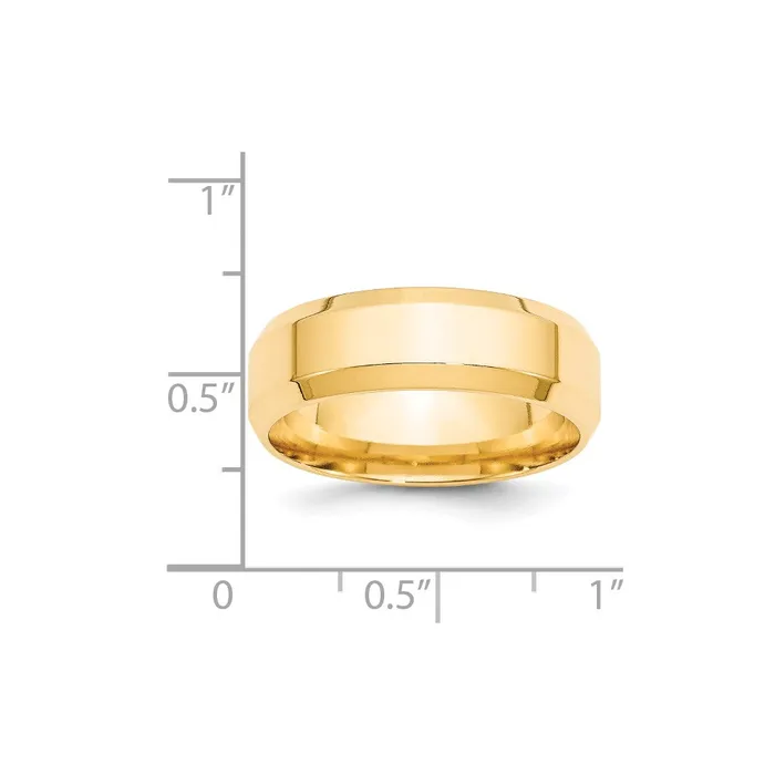 Rings Goldia Solid 14K Yellow Gold 7mm Bevel Edge Comfort Fit MensWomens Wedding Band Ring Size 75