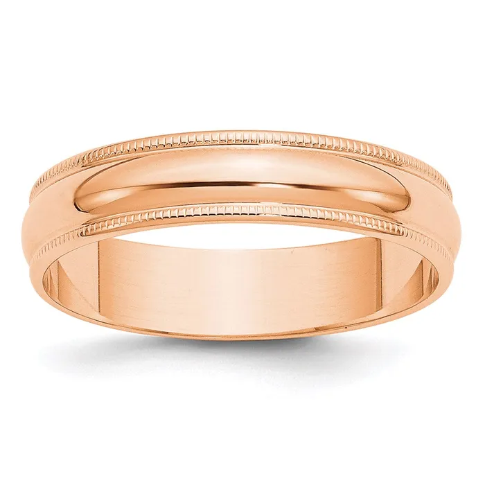 Rings Goldia Solid 14K Yellow Gold Rose Gold 5mm Light Weight Milgrain Half Round MensWomens Wedding Band Ring Size 9