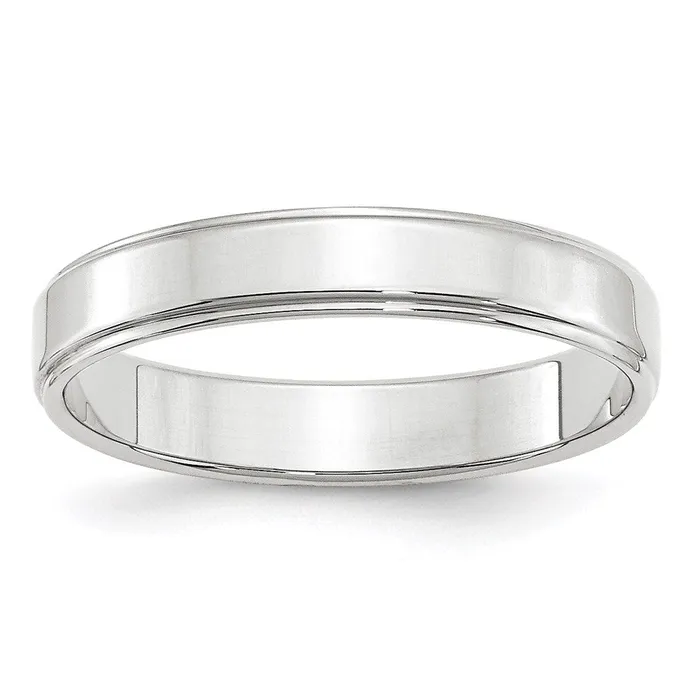Rings Goldia Solid 18K White Gold 4mm Flat with Step Edge MensWomens Wedding Band Ring Size 75