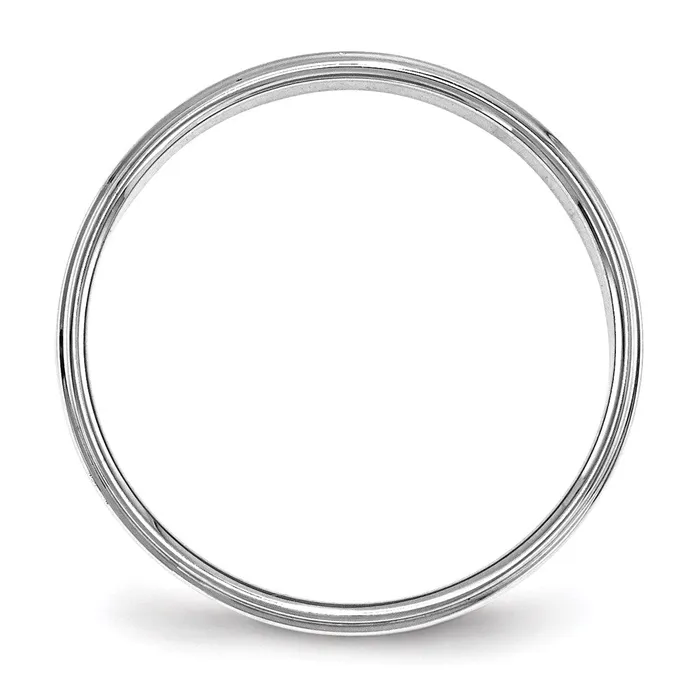 Rings Goldia Solid 18K White Gold 4mm Flat with Step Edge MensWomens Wedding Band Ring Size 75