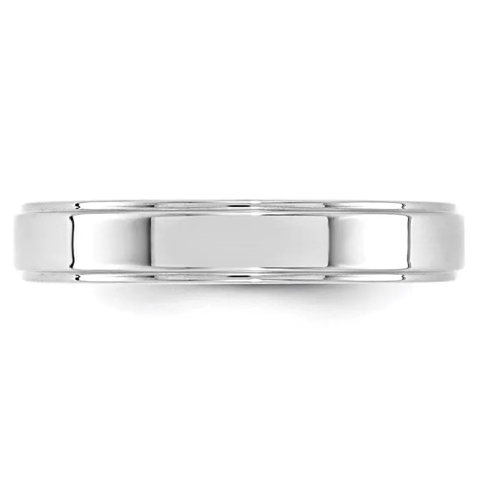Rings Goldia Solid 18K White Gold 4mm Flat with Step Edge MensWomens Wedding Band Ring Size 75