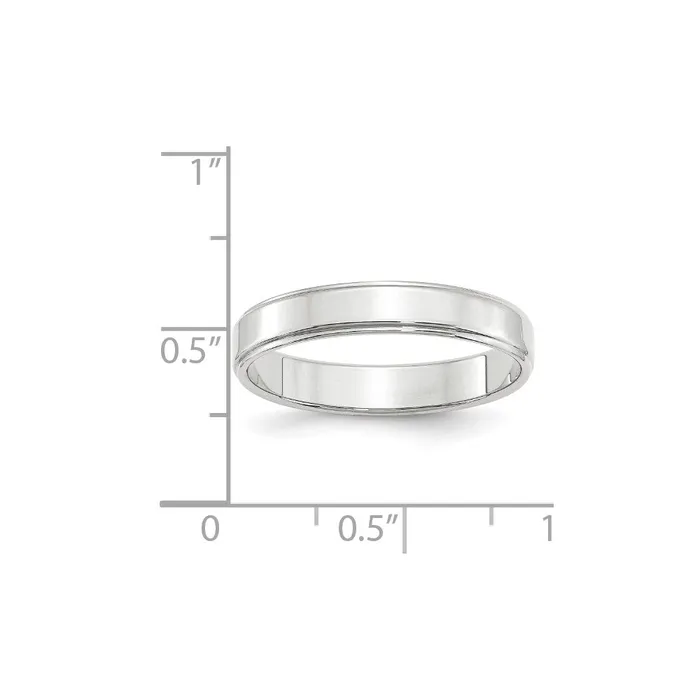 Rings Goldia Solid 18K White Gold 4mm Flat with Step Edge MensWomens Wedding Band Ring Size 75