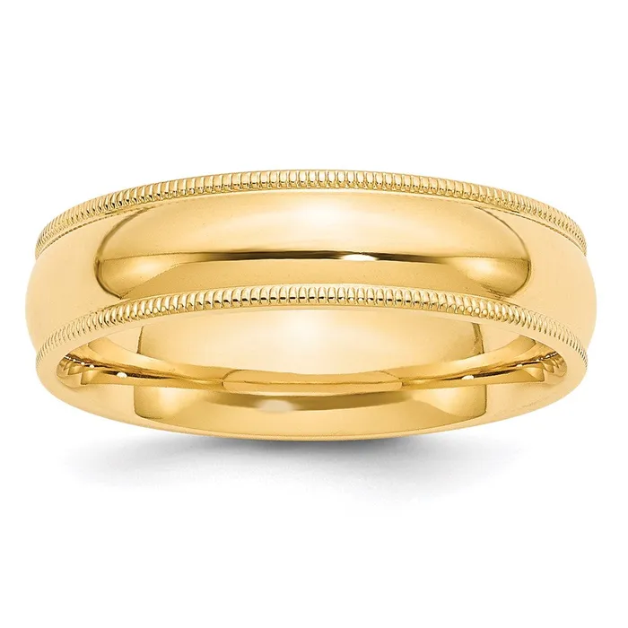 Rings Goldia Solid 18K Yellow Gold 6mm Milgrain Comfort Wedding MensWomens Wedding Band Ring Size 10