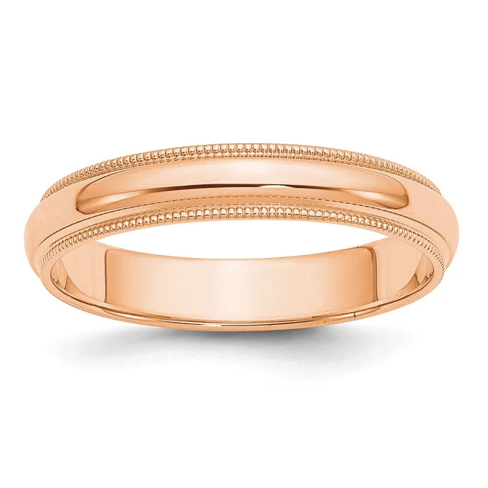 Rings Goldia Solid 18K Yellow Gold Rose Gold 4mm Milgrain Half Round MensWomens Wedding Band Ring Size 135