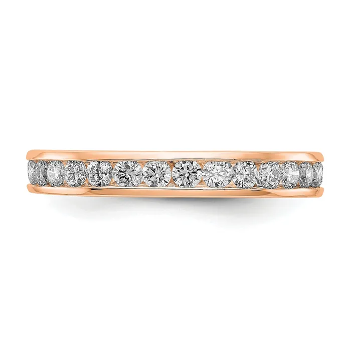 Rings Goldia Solid Real 14k Rose Gold Polished 1ct Channel Set CZ Eternity Wedding Band Ring