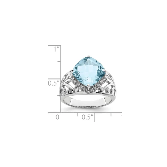 Rings Goldia Sterling Silver Rhodium CheckerCut Sky Blue Topaz u0026 Natural Diamond Gemstone Birthstone Ring Fine Jewelry Gift for Her Rings Goldia Sterling Silver Rhodium CheckerCut Sky Blue Topaz u0026 Natural Diamond Gemstone Birthstone Ring Fine Jewelry Gift for Her