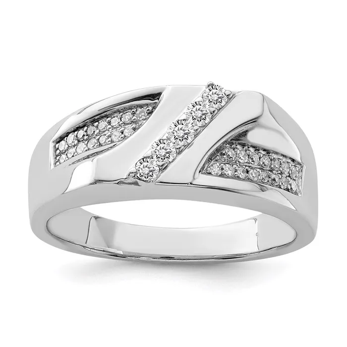 Rings Goldia Sterling Silver Rhodium Plated Diamond Mens Ring