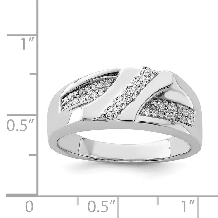 Rings Goldia Sterling Silver Rhodium Plated Diamond Mens Ring
