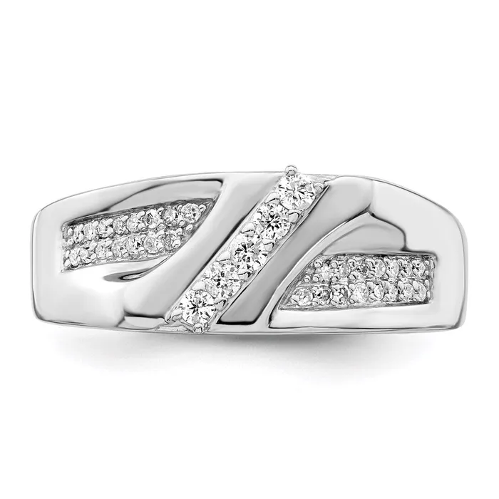 Rings Goldia Sterling Silver Rhodium Plated Diamond Mens Ring