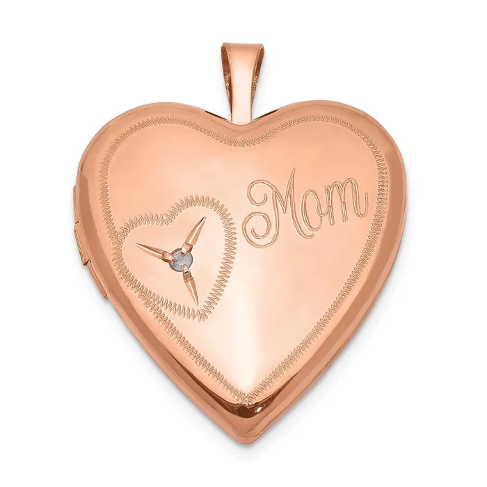 Rings Goldia Sterling Silver Rose Goldplated 20mm Mom with Diamond Heart Locket