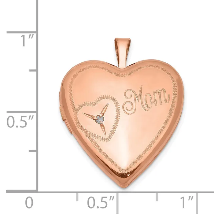 Rings Goldia Sterling Silver Rose Goldplated 20mm Mom with Diamond Heart Locket