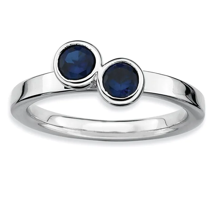 Rings Goldia Sterling Silver Stackable Expressions Dbl Round Cr Sapphire Ring