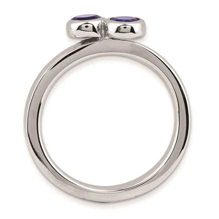 Rings Goldia Sterling Silver Stackable Expressions Dbl Round Cr Sapphire Ring