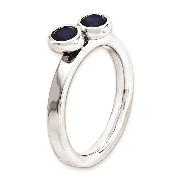 Rings Goldia Sterling Silver Stackable Expressions Dbl Round Cr Sapphire Ring