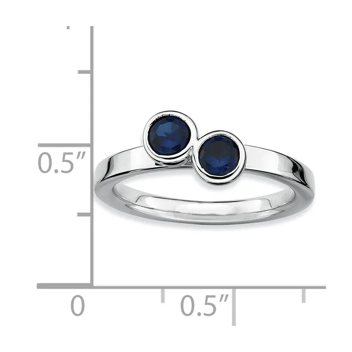 Rings Goldia Sterling Silver Stackable Expressions Dbl Round Cr Sapphire Ring