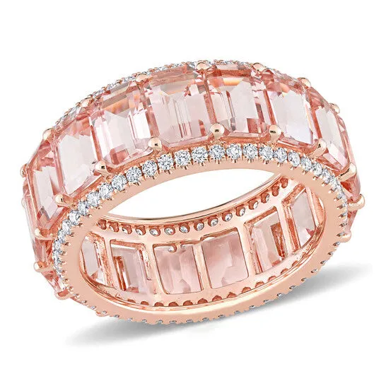 Rings JMS always Original Amour 14k Pink Gold 58 CT Diamond TW And 9 13 CT TGW Morganite Eternity Ring
